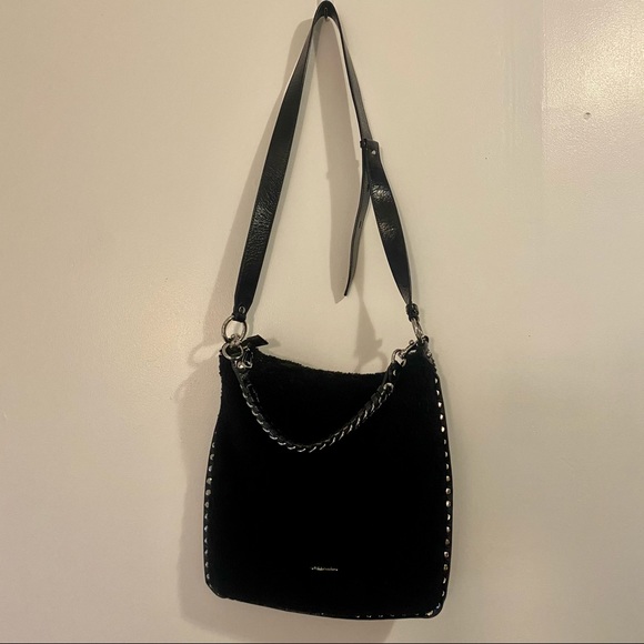 Rebecca‎ Minkoff Alexa Black Shearling Hobo Bag - Picture 4 of 8